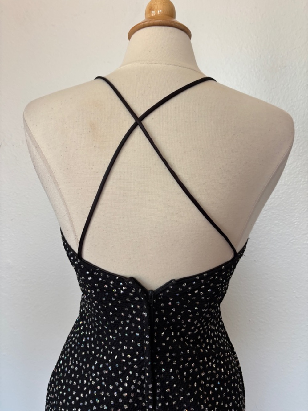 Vintage 80s Black Glitter Mini Cocktail Dress - Picture 5 of 9